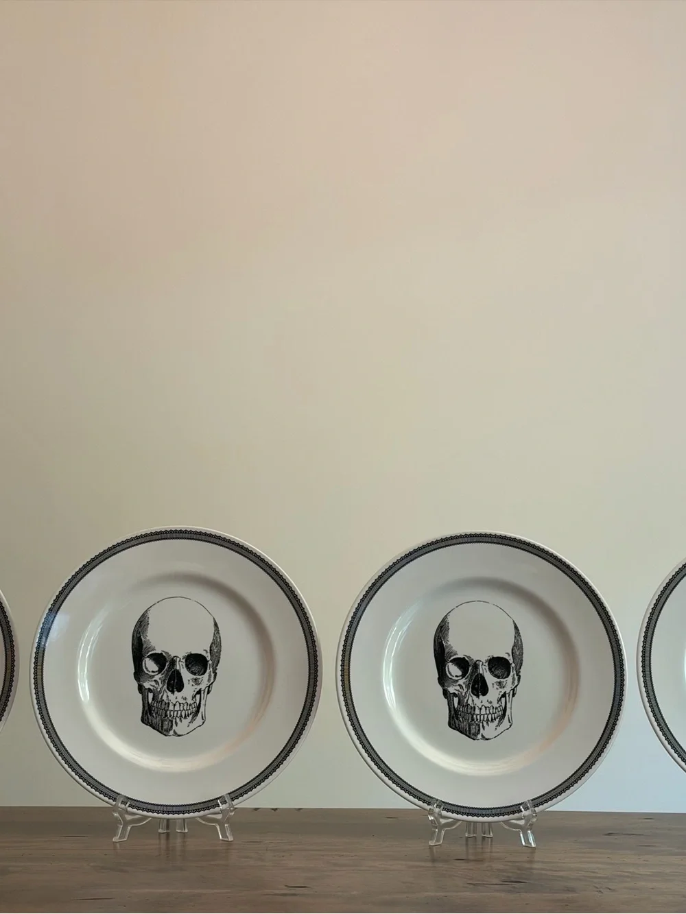 x4 Royal Stafford Halloween Skull Dinner Plates 11 inch